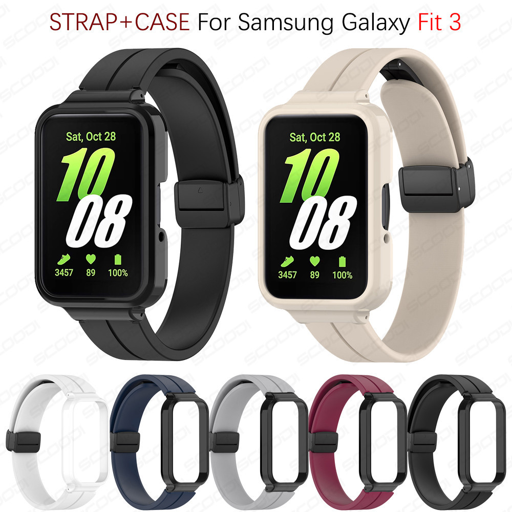 ซิลิโคนแม่เหล็กพับสายคล้องคอสําหรับ Samsung Galaxy Fit 3 สายนาฬิกาสร้อยข้อมือ