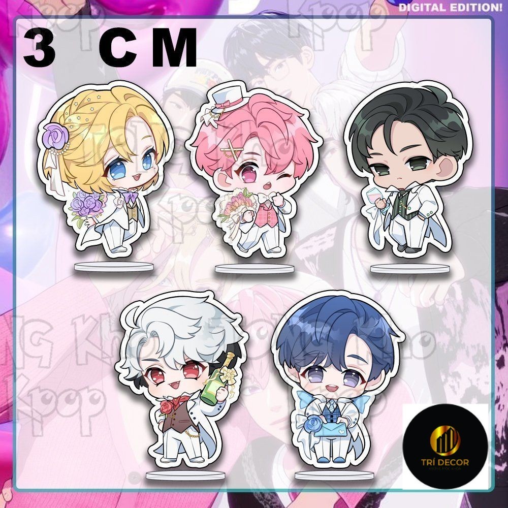 (3ซม.) Standee รุ่น PLAVE ver WHITE VEST พิมพ์ด้วยภาพกลุ่ม kpop ไอดอลเสมือน AI micha รูปปั้นของขวัญน่ารัก