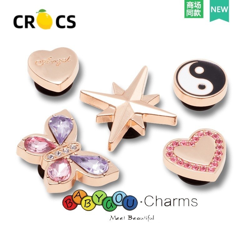 Jibbitz Crocs Charms อุปกรณ์รองเท้าโลหะรองเท้าหัวเข็มขัดรองเท้าแตะ High-End ตกแต่งหัวเข็มขัด Diy Creative รองเท้าตกแต่งโบว์อัญมณีหัวเข็มขัดรองเท้ากระเป๋าอุปกรณ์เสริม