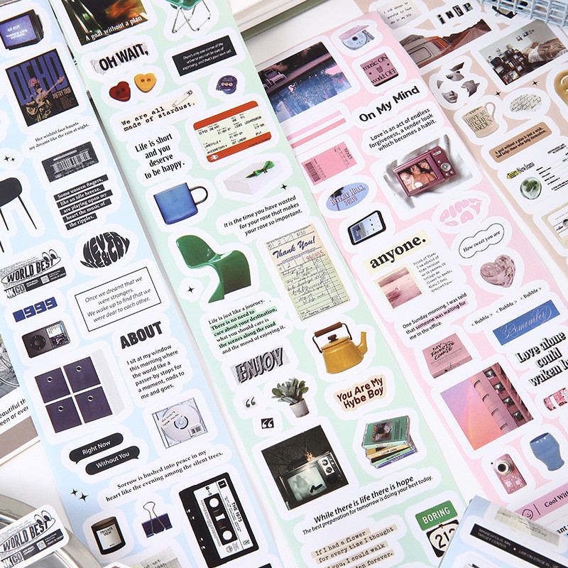 ไดลี่|รูปร่างพิเศษ Die-Cut เทปเกาหลี ins คู่มือเทป DIY วัสดุสติกเกอร์เทปกาวคู่มือ Collage วัสดุ 4 รูปแบบ