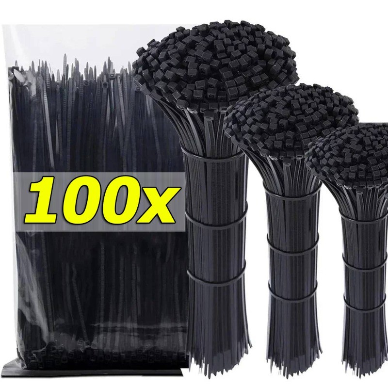 100 ชิ้น Self Locking Nylon Cable Ties / สายรัดแบบห่วงยึดแบบปรับได้หลายขนาด