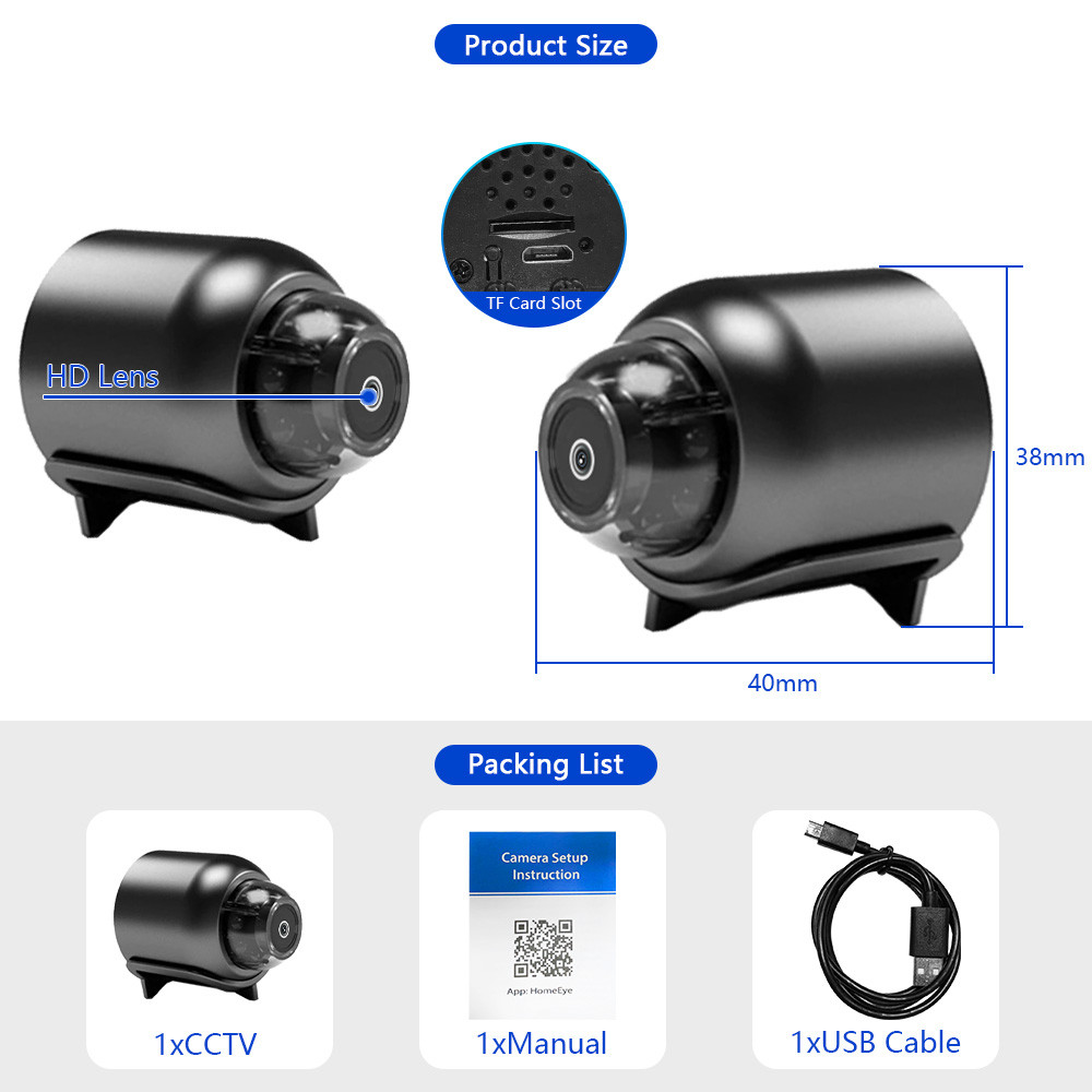 1080p กล้องซ่อน Super Mini กล้องวงจรปิดไร้สาย 140 องศามุมกว้าง WIFI IP กล้อง Motion Detection กล้องวงจรปิดความปลอดภัยกล้อง