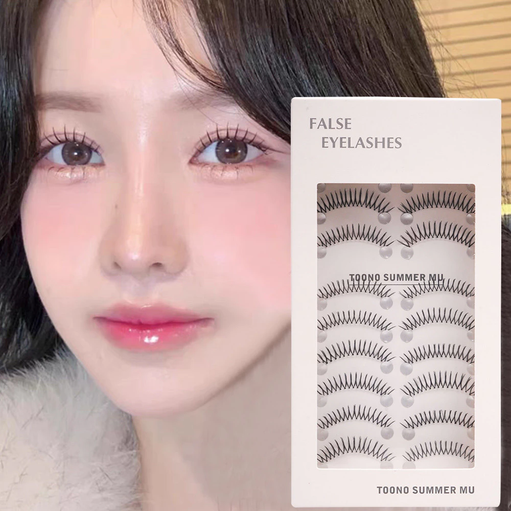 🔥10 คู่ U รูปร่างขนตาปลอมธรรมชาติ Cross โปร่งใส Strip Manga Reusable เกาหลี Eye แต่งหน้า Lash Extension