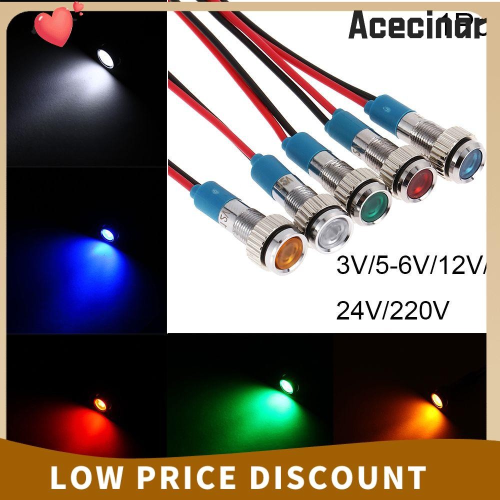 Acecinar 1 PC LED โลหะไฟแสดงสถานะ กันน้ํา รถบรรทุก เรือ 3V 5V 6V 9V 12V 24V 220V