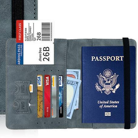 กระเป๋าใส่พาสปอร์ต มี RFID กระเป๋าพาสปอร์ตแท้ ปกป้องข้อมูล วัสดุหนัง PU ซองพาสปอร์ต Passport case