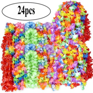 24ชิ้นฮาวายดอกไม้ประดิษฐ์พวงหรีดสร้อยคอฮาวายธีมพรรคพวงมาลัยซ…