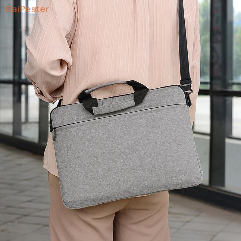 [BaiPester] 14 15 นิ้วกระเป๋าแล็ปท็อปกระเป๋าถือธุรกิจเคสโน๊ตบุ๊คพร้อมสายครอสบอดี้สําหรับ MacBook Air