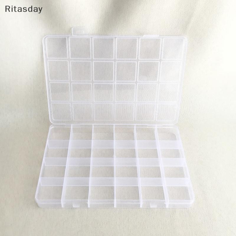 Ritasday ปฏิบัติ 24 ตารางช่องพลาสติกโปร่งใสกล่องเก็บเครื่องประดับต่างหูลูกปัดสกรูผู้ถือกรณีจอแสดงผลคอนเทนเนอร์ใหม่