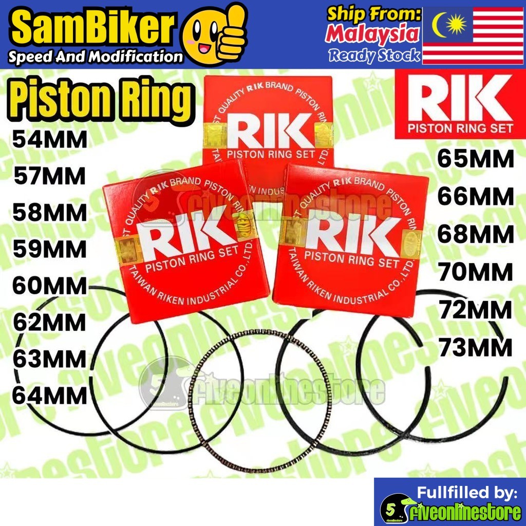 RIK Racing แหวนลูกสูบชุดสําหรับ LC135 Y15ZR EX5 DREAM WAVE SRL LAGENDA NVX NMAX 57 มม.60 มม.62 มม.63 มม.65 มม.70 มม.LC 135 FZ