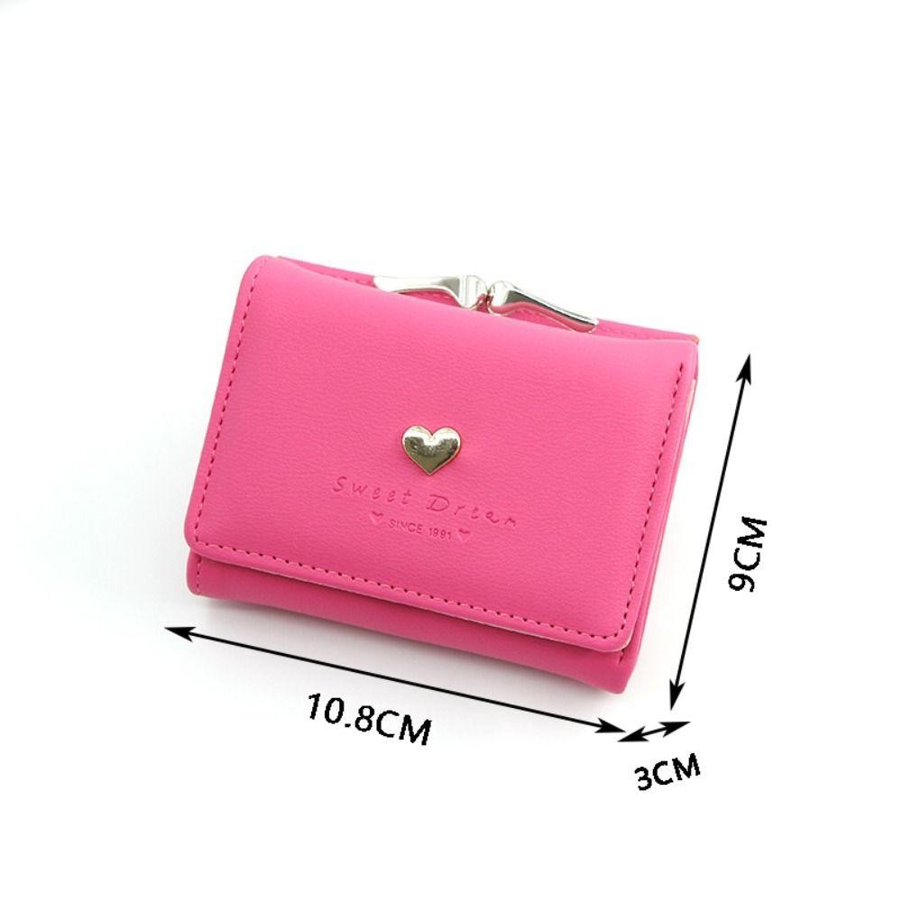 Uumir ผู้ถือบัตรเครดิต,สีทึบ Hasp Design ผู้หญิงกระเป๋าสตางค์สั้น, PU หนัง Loving Heart กระเป๋าใส่เหรียญผู้หญิงสาว
