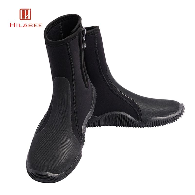 Hilabee 5 มม.รองเท้าดําน้ํา,ความร้อนดําน้ําดูปะการัง Booties ลื่นซิลิโคนสบาย Wetsuit รองเท้าสําหรับกีฬาทางน้ําชายหาดล่องแก่งว่ายน้ํา