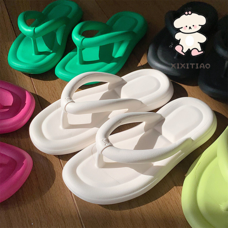 Xixitiao รองเท ้ าแตะ Simple Solid Soft Sole ผู ้ หญิงฤดูร ้ อนสวมใส ่ ด ้ านนอกริมทะเลสบายๆ