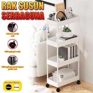 COD Kitchenware - Rak Susun Serbaguna 4 Tingkat Bahan Plastik Dengan Roda Rak Kamar Mandi Bahan Plastik Portable Rak Dapur Square