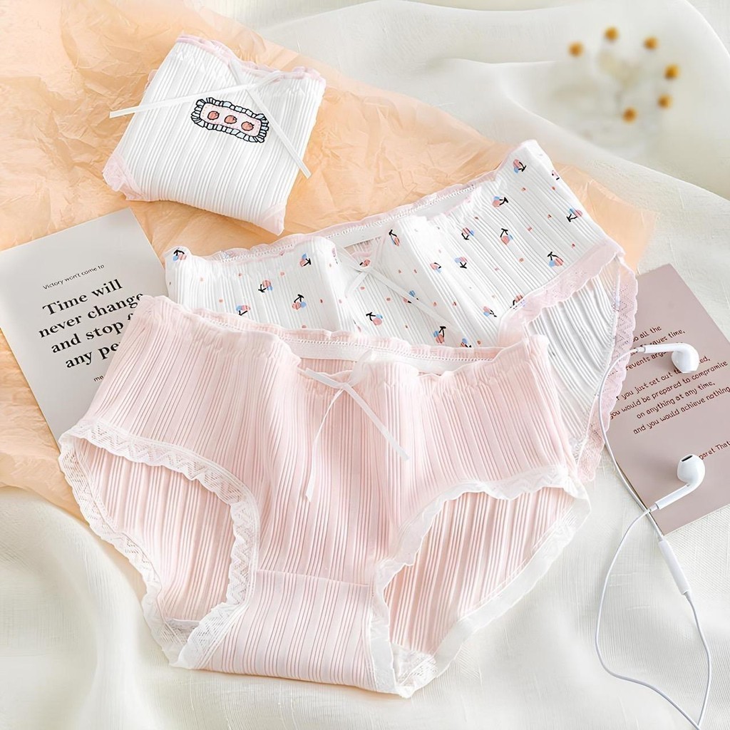 💥เซ็ต 10 ชิ้น💥กางเกงใน แฟชั่น โทนชมพูน่ารักๆ กางเกงชั้นใน ผู้หญิง สไตล์เกาหลี กางเกงในลายการ์ตูน ผ้านิ่ม ราคาถูก