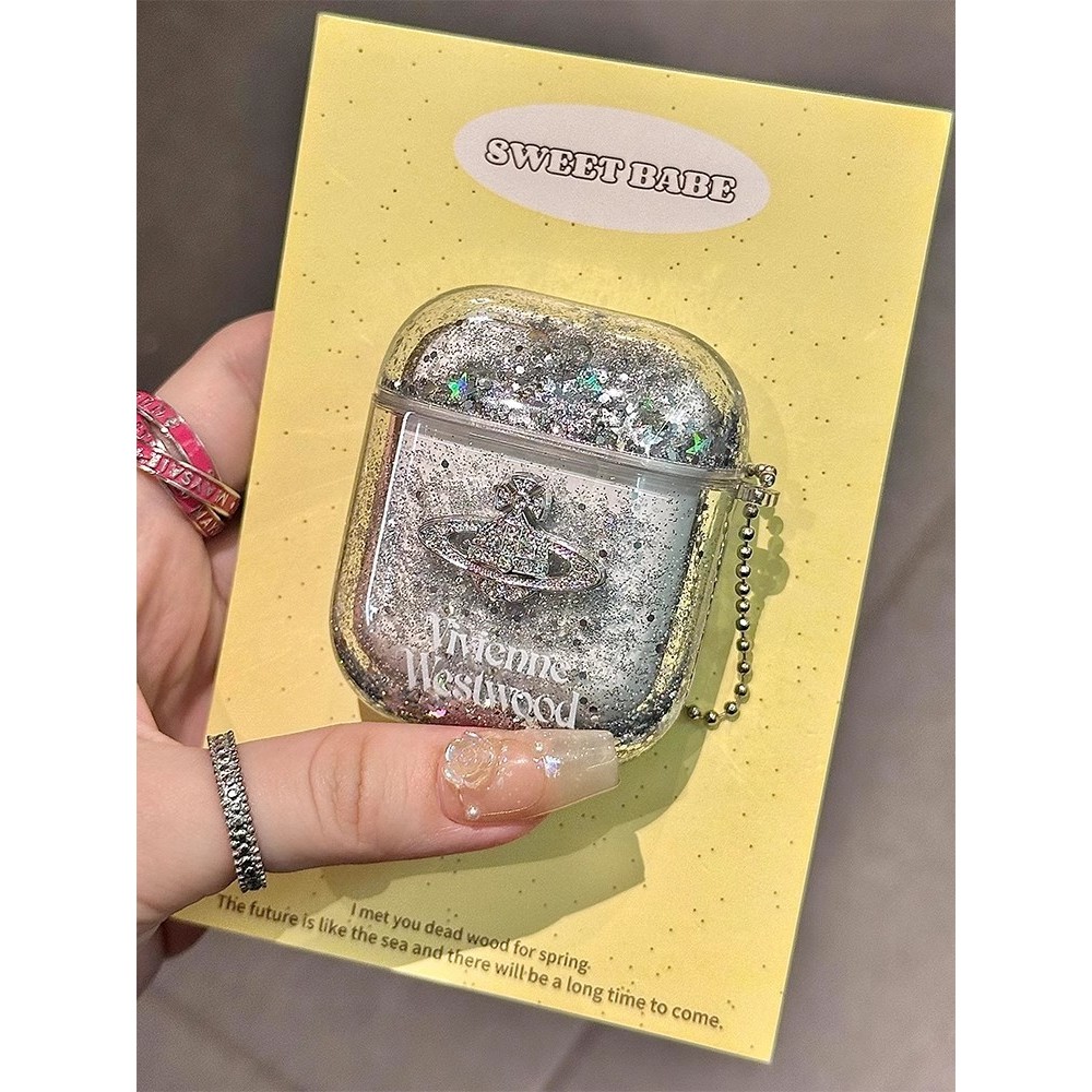 หูฟังไร้สายบลูทูธ Guzhonghao สไตล์ Ins กลิตเตอร์ทราย ประดับเพชร ใช้ได้กับ AirPods Pro 2 สินค้าเฉพาะ