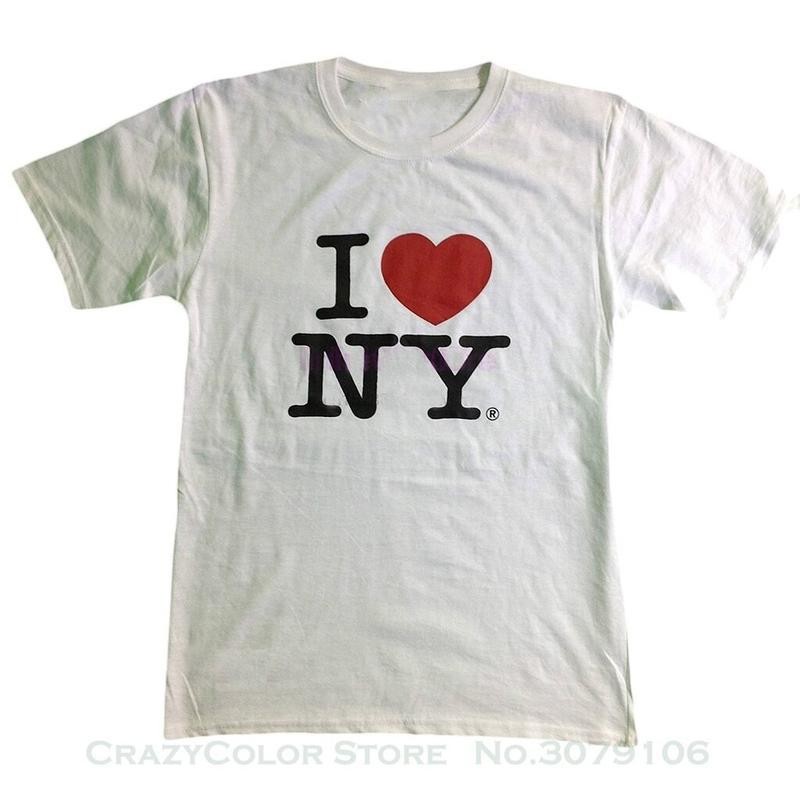 สั้น พิมพ์ลาย I Love Ny New York สีขาว สําหรับผู้ชาย เสื้อยืด ผ้าฝ้าย ผู้ชาย สุภาพสตรี ลำลอง Clothing