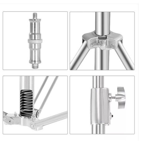 ขาตั้งไฟสแตนเลส 2.8เมตร Stainless Steel Light Stand สำหรับงานหนักสำหรับ Studio SoftBox MonoLight และอุปกรณ์ถ่ายภาพอื่น ๆ
