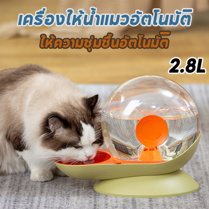 2.8L เครื่องให้น้ำแมวอัตโนมัติ  ดีไซน์หอยทาก น้ําพุแมวไม่ใช้ไฟฟ้า ที่ให้น้ําสุนัข
