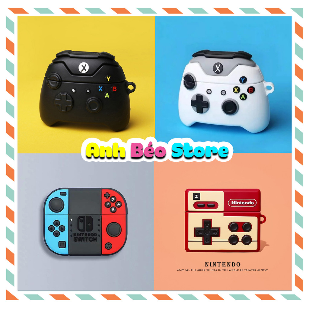 เคสป้องกันสําหรับ Airpod 2 3 4 Pro2 Pro3 CUTE GAME MACHINE พร้อมพวงกุญแจ เคส Airpod การ์ตูน - Anh Be