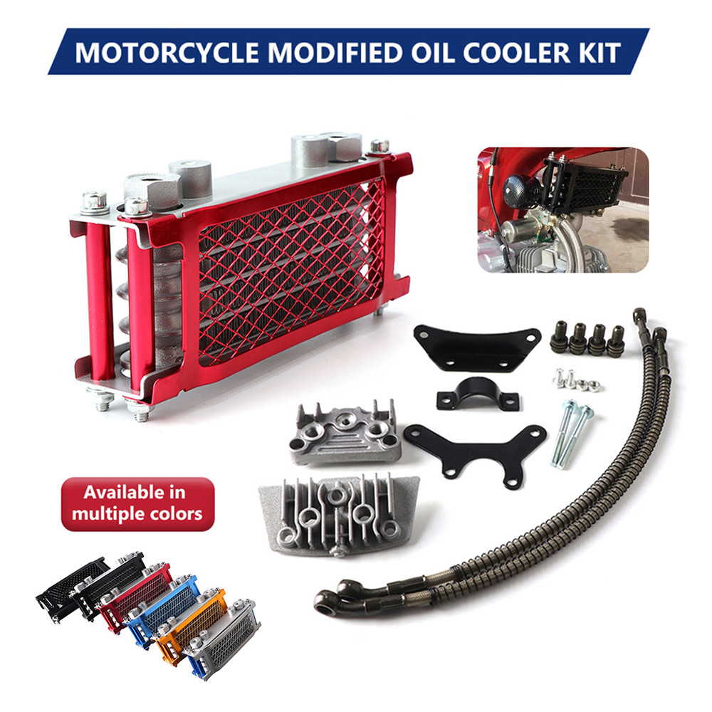 รถจักรยานยนต์น้ํามัน Cooler หม้อน้ําน้ํามันชุดสําหรับ Honda Monkey Yamaha Kawasaki 50cc-140cc Pit Dirt Bike สกู๊ตเตอร์ Moped Enduro Motocross