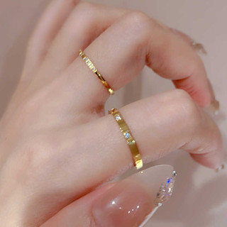 แหวนเหล็กไทเทเนียมผู้หญิงไม่ซีดจางเพชร-หุ้มห่อ ผู้หญิงสแตนเล…