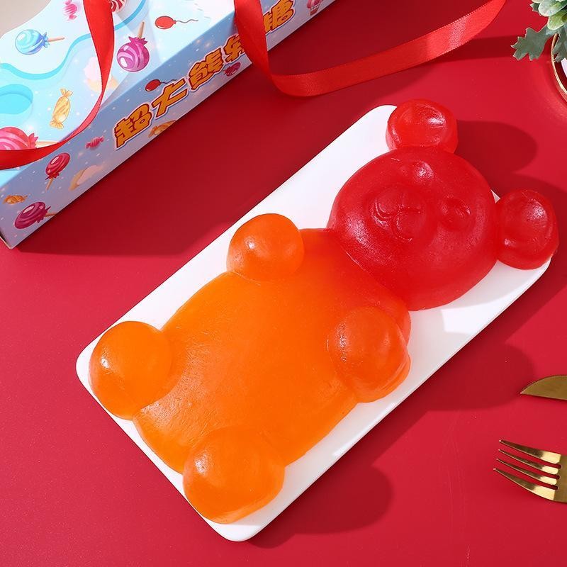 950g Gummy Bear กล่องของขวัญสไตล์ใหม่ตลก Giant Gummy Candy Influencer รสผลไม้ของว่างสบายๆ