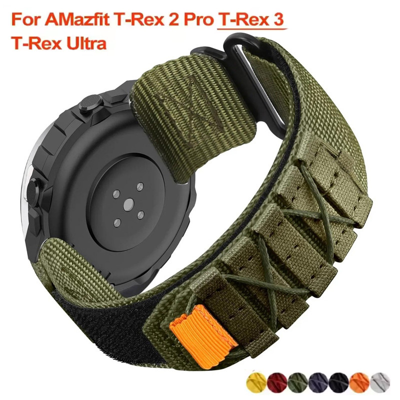 สายไนลอนใหม่สําหรับ Huami Amazfit T-rex 2 3 Ultra สร้อยข้อมือสําหรับ Amazfit T-rex Pro Tyrannosaurus Bands สายรัดข้อมือทดแทน