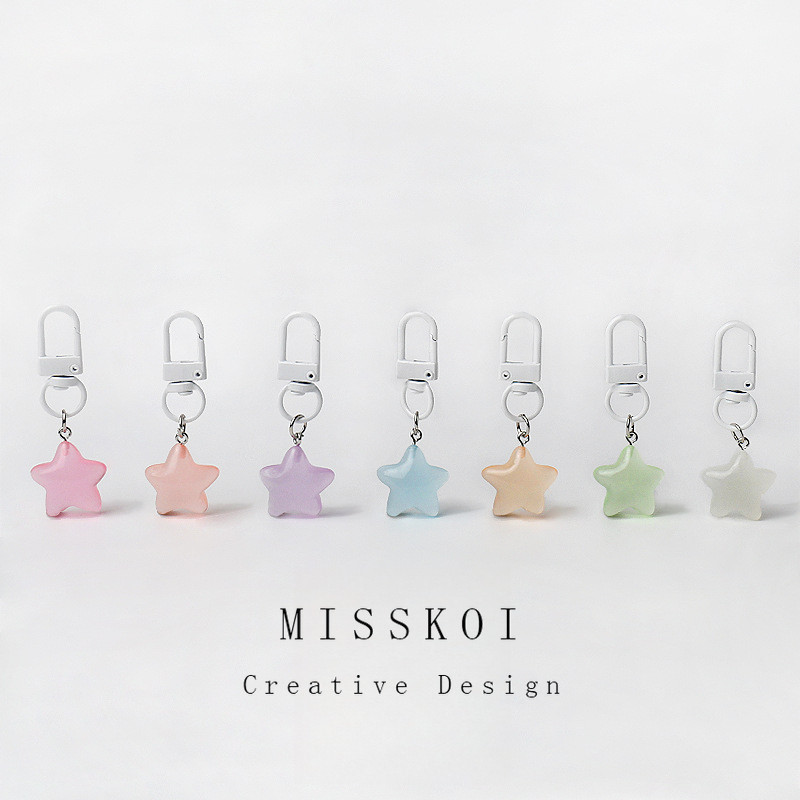 MISSKOI Temperament Colourful Dopamine Transparent Star พวงกุญแจจี้กระเป๋าเครื่องประดับจี้ขนาดเล็ก