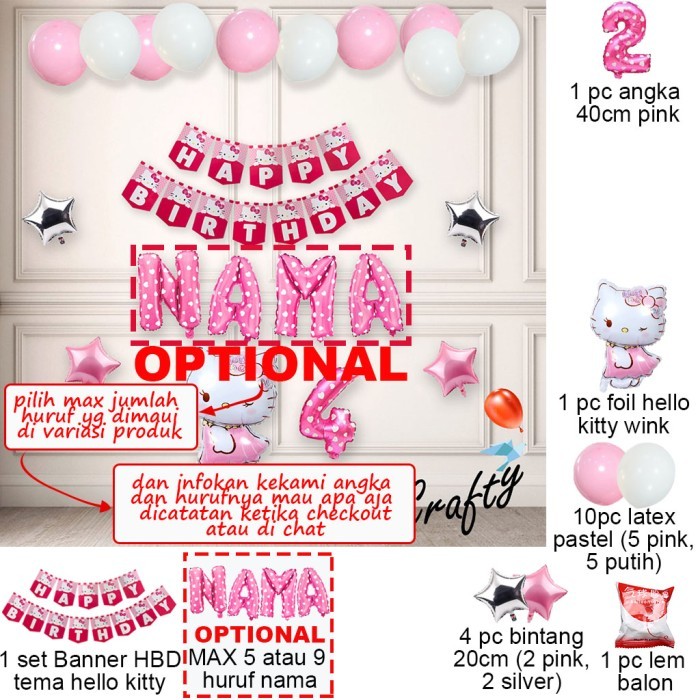 Jessy_mart >> < [PACKAGE] ชุดวันเกิดเด็ก HELLO KITTY BANNER CURTAIN ตกแต่งบอลลูน - SIMPLE, AGE เท่าน