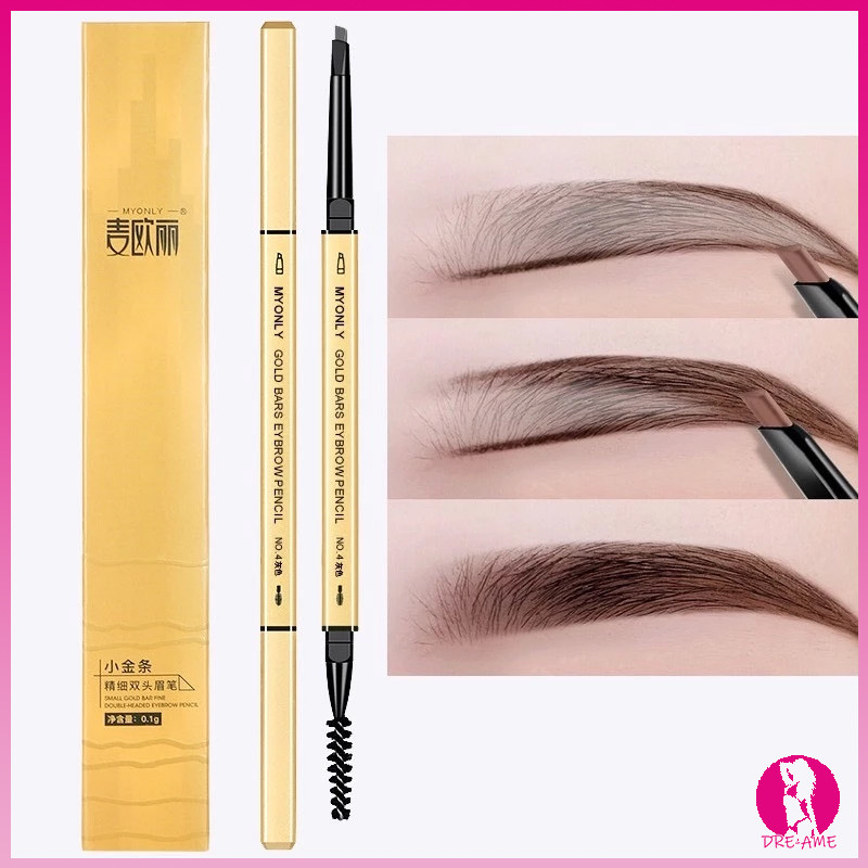 ดินสอเขียนคิ้ว 2 in 1 แบบหมุนอัตโนมัติ สีชัด เขียนง่าย พร้อมแปรง ติดทนนาน