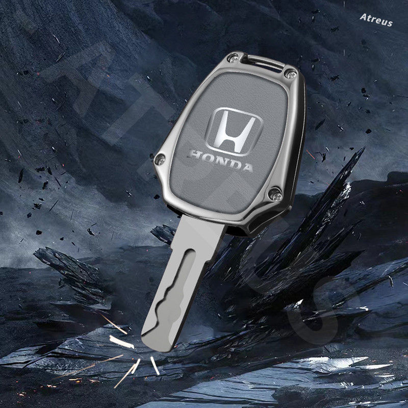 เคสกุญแจเหมาะสำหรับ Honda สีเทา พวงกุญแจ เคสป้องกันรอยกุญแจ หนังโลหะผสมสังกะสีฝาครอบ Full Wrap ฝาครอบกุญแจ สำหรับ Honda civic 11th gen fd fc eg fk HRV Jazz City Mugen Fit Vezel Accord BRV WRV Stream - รูปที่ 6