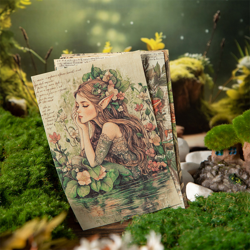 Journal Go 30 ชิ้น Fairy Tale Lady Vintage Scrapbooking วัสดุกระดาษ Journaling Planner ไดอารี่พื้นหลังกระดาษตกแต่ง