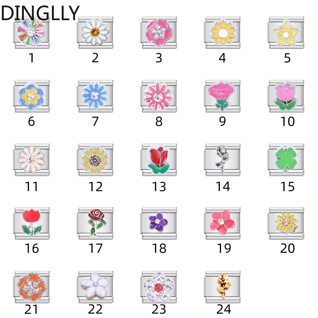 สแตนเลสดอกไม้ขนาดเล็ก Daisies Rose Italian Modular Assembly Disassembly สร้อยข้อมือ DIY เครื่องประดับ