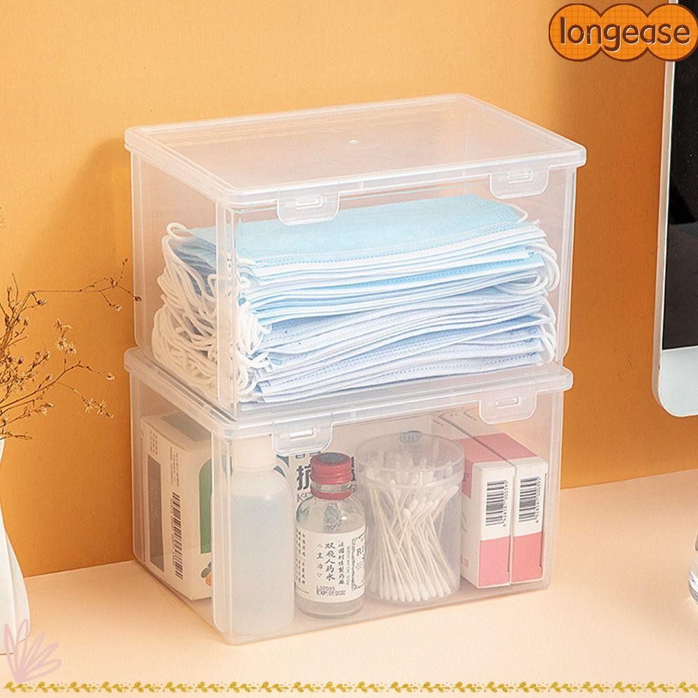 Longe 1 ชิ้นกล่องพลิก,กล่องเก็บพลาสติกแบบพกพา,กันฝุ่นขนาดเล็กขนาดใหญ่โปร่งใสหนายาเก็บยาเครื่องประดับต่างหูเครื่องสําอาง