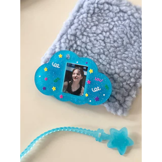 Ins สไตล์น่ารัก Star 3 ซม. ID Photo Card Holder ซิลิโคน Glitter Star Chasing พวงกุญแจกระเป๋าจี้