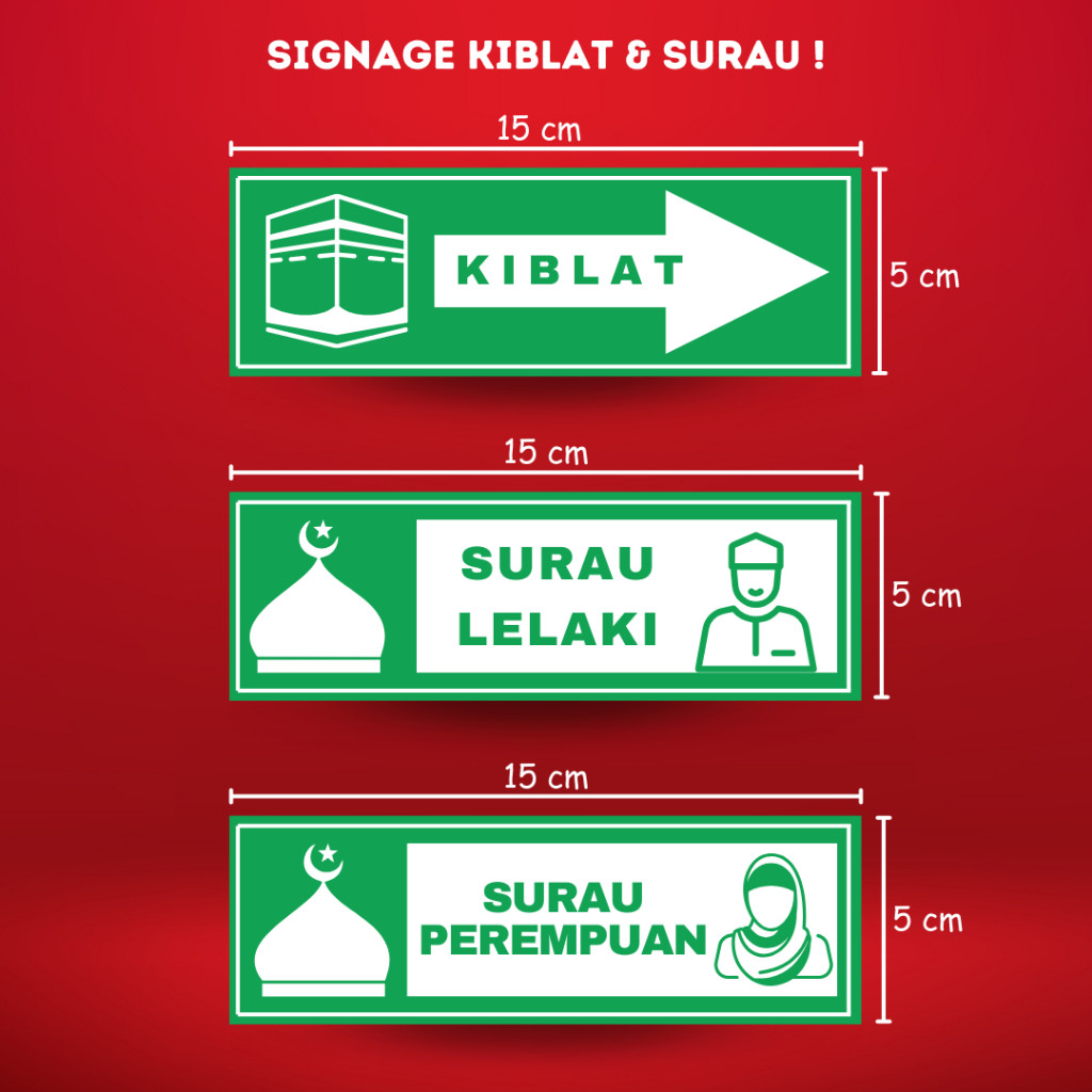 สติ๊กเกอร์ขายดี Kiblat & Surau/ Arah Kiblat / Arrow Kiblat / ป้าย Kiblat/ สติ๊กเกอร์ป้าย Surau