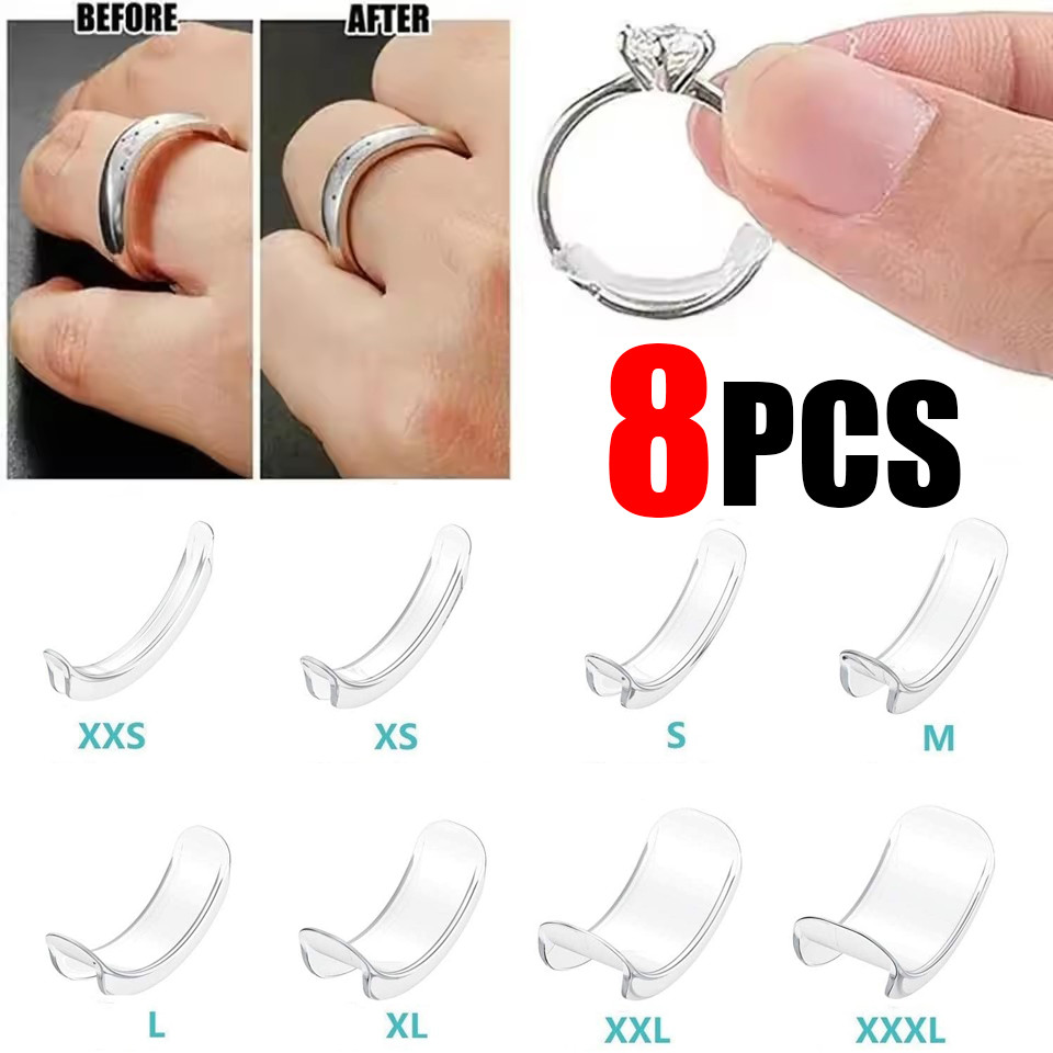 ตัวปรับขนาดแหวนใสที่มองไม่เห็นยางพีวีซี-เครื่องมือเครื่องประดับสากลตัวกระชับคงที่สําหรับแหวนหลวม