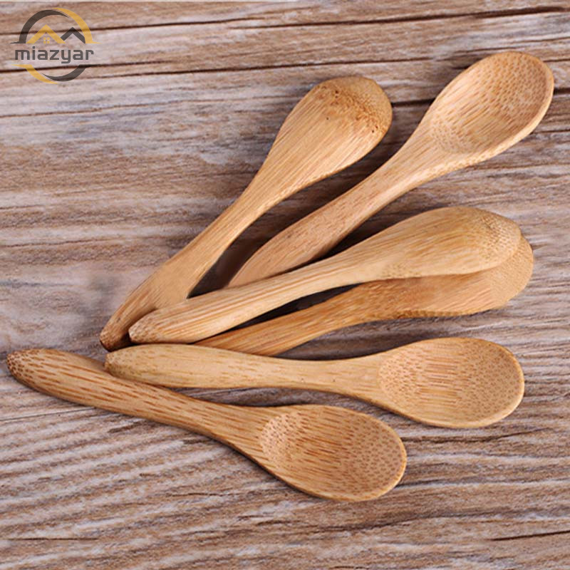 😍COD😍ช้อนไม้ไม้ไผ่ ช้อนไม้ ตักเครื่องปรุง ช้อนขนม ทรงกลม ขนาดเล็ก สําหรับตักเครื่องปรุง ชา กาแฟ แยม น้ําผึ้ง
