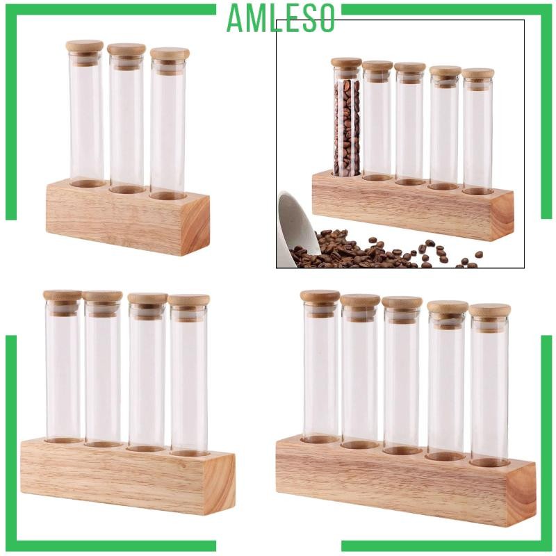 [Amleso] Coffee Bean Cellar, Single Dose Coffee Bean Storage Tube พร้อมขาตั้งไม้,