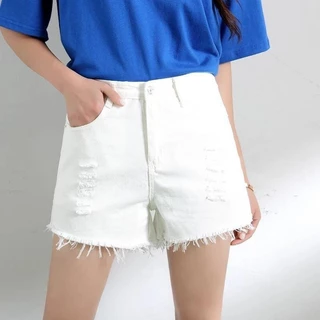 กางเกงยีนส์ขาสั้น แต่งสกิดหน้า ปลายรุ่ย ผ้านิ่ม พร้อมส่ง #2032