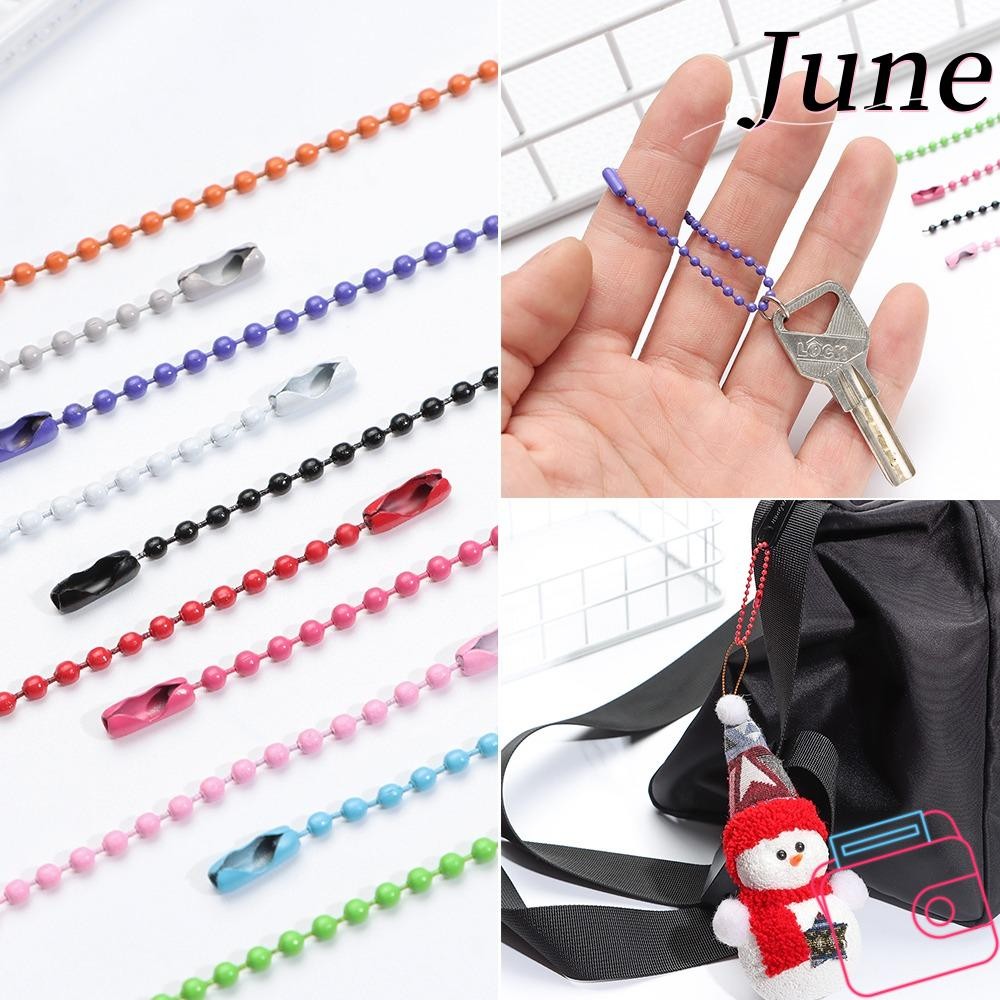 June 50/100PCS Ball ลูกปัดโซ่,โลหะ Handmade Key Chain,ที่มีสีสัน DIY เครื่องประดับทํา 10 ซม.ป้าย Han