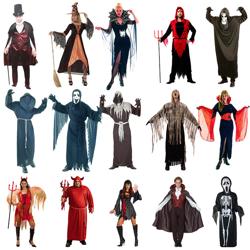 ฮาโลวีนแวมไพร์แม่มด Masquerade Spare Spare Ghost Clothes Ghost Mummy Zombie Demon Skull Costume