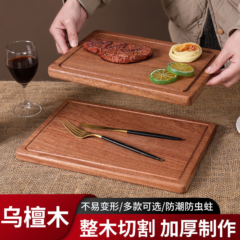 ไม้เนื้อแข็งนําเข้าซาบิน่าไม้มะเกลือไม้จานอาหารค่ําร้านอาหารสี่เหลี่ยมสเต็กพิซซ่าถาดอาหารInfluencerส