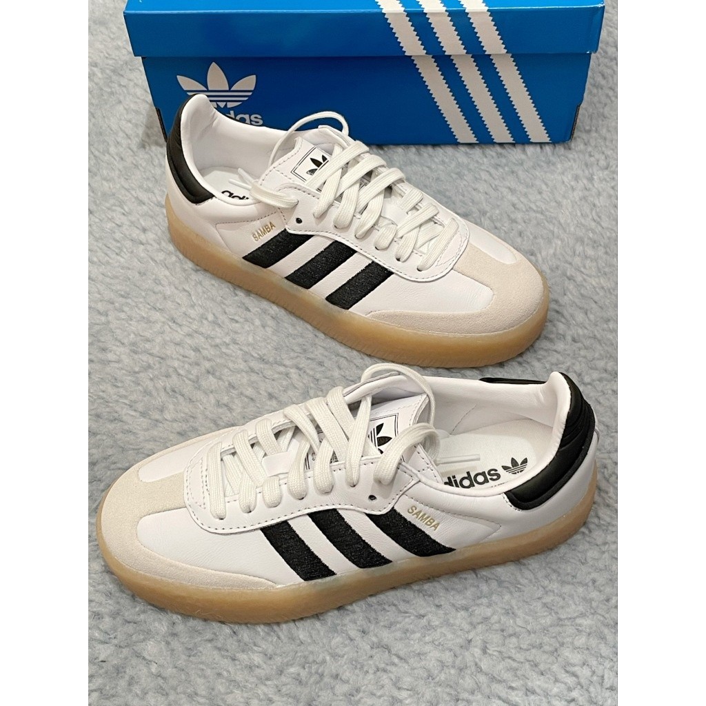 AD sambae สีขาวสีดําสเก็ตบอร์ด Retro หนาSoled ปักรองเท้าผู้หญิง Caramel-Soled IG5744