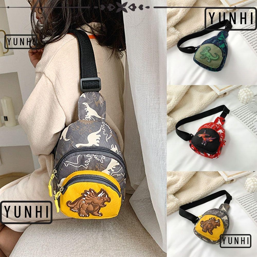 Yunhi กระเป๋าคาดเอว มีซิป ลายไดโนเสาร์ สําหรับเด็กวัยหัดเดิน เด็กก่อนวัยเรียน เดินทาง เด็กผู้ชาย เด็กผู้หญิง กระเป๋าสะพายข้าง