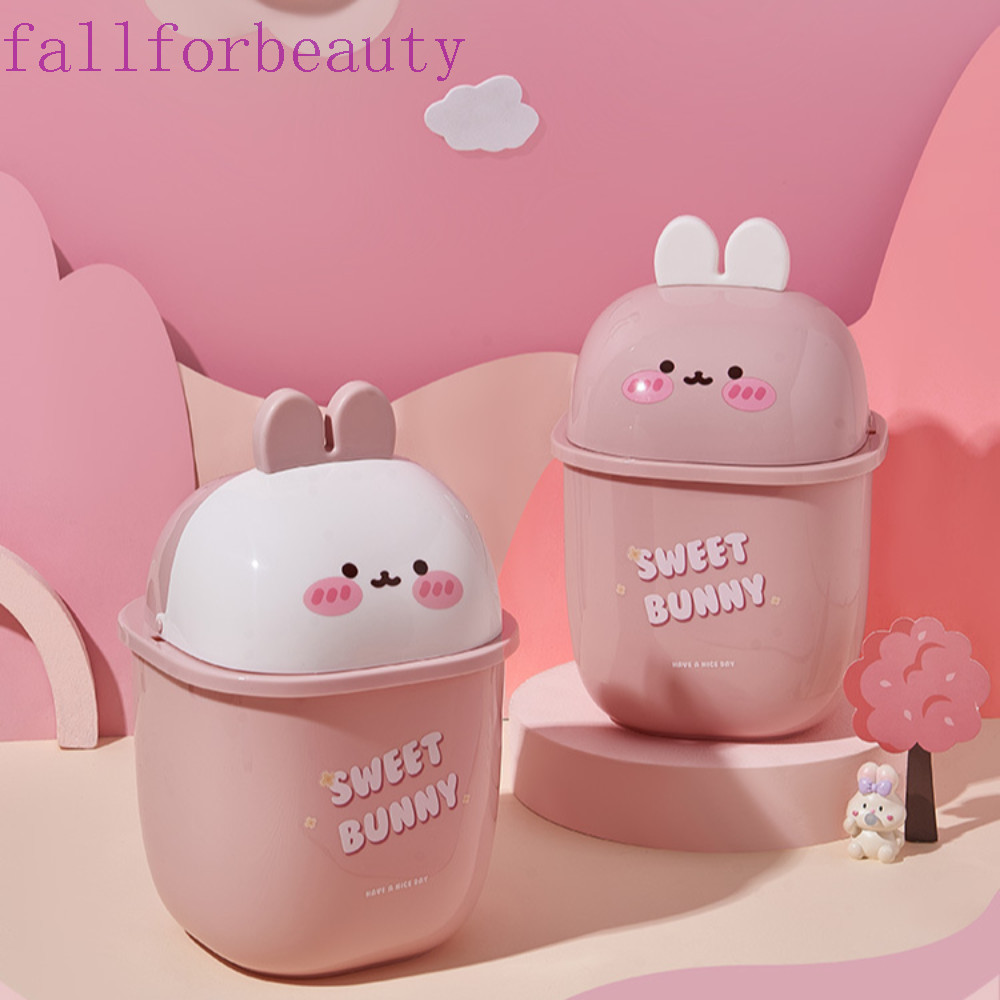 Fallforbeauty ถังขยะพลาสติก ลายการ์ตูนน่ารัก ขนาดเล็ก สําหรับหอพัก