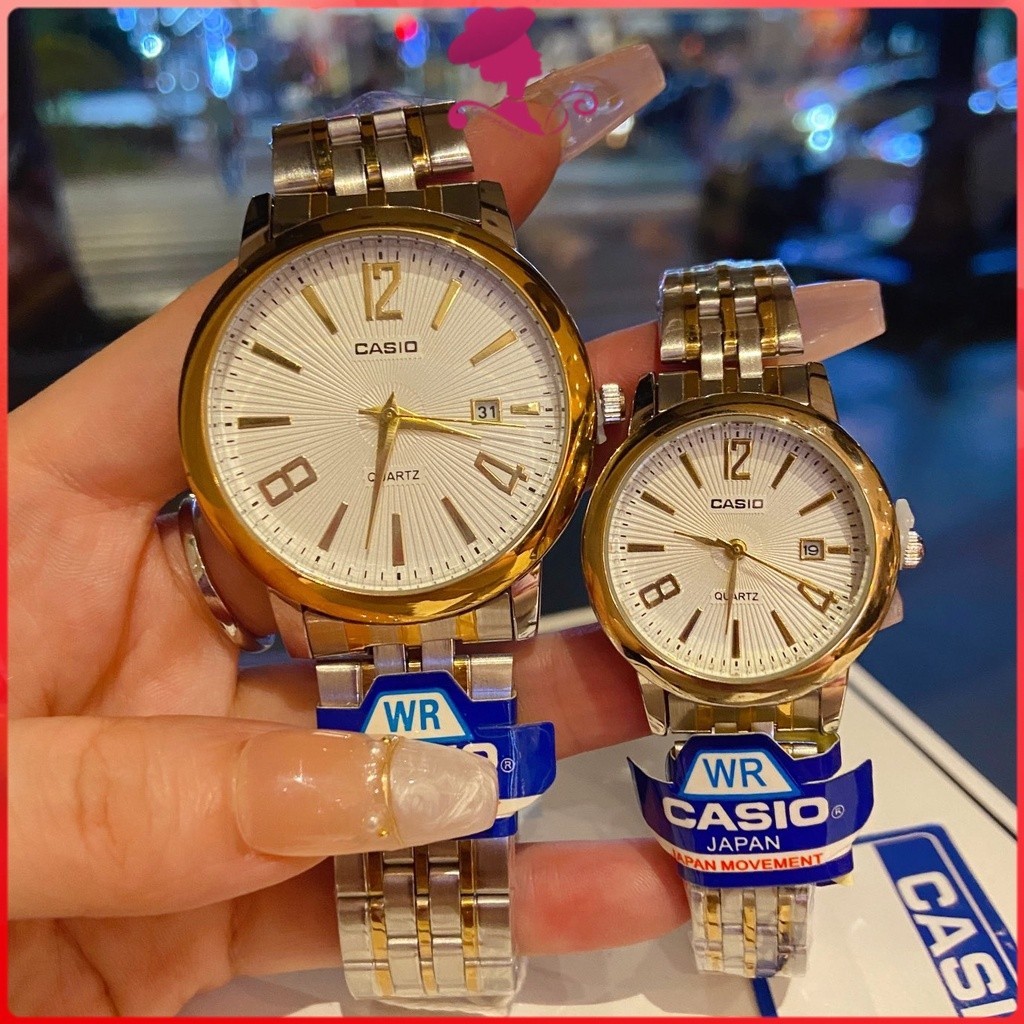 [CASIO] นาฬิกาข้อมือควอทซ์ สายสแตนเลส กันน้ํา สีเงิน สีดํา สําหรับผู้ชาย และผู้หญิง