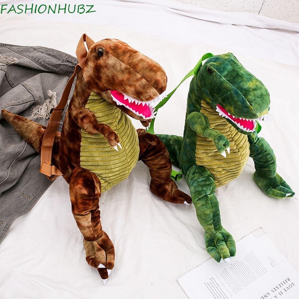 Fashionhubz กระเป๋าเป้สะพายหลัง กระเป๋าสะพายไหล่ ตุ๊กตาไดโนเสาร์ ผ้ากํามะหยี่ขนนิ่ม ของเล่นสําหรับเด็ก