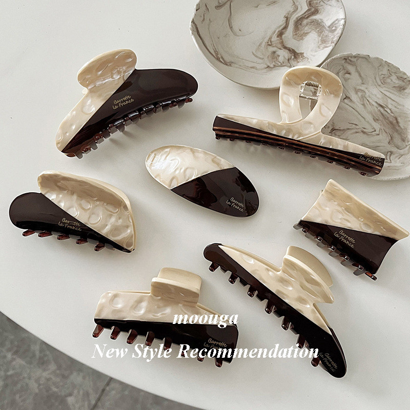 Moouga/acetate กิ๊บติดผมหางม้า รูปฉลาม สีกาแฟ เข้ากับทุกการแต่งกาย สําหรับผู้หญิง