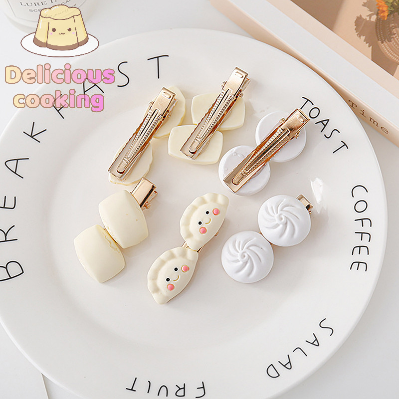 [ทําอาหารแสนอร่อย] ขนมปังอาหาร เกี๊ยว ซาลาเปานึ่งสําหรับผู้หญิงสาวเกาหลีด้านเล็ก BB กิ๊บน่ารักหวาน หมวก เครื่องประดับผม [ใหม่] - รูปที่ 6